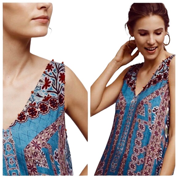 Anthropologie Hemant & Nandita Zarna Maxi Dress Teal  S - Picture 3 of 15